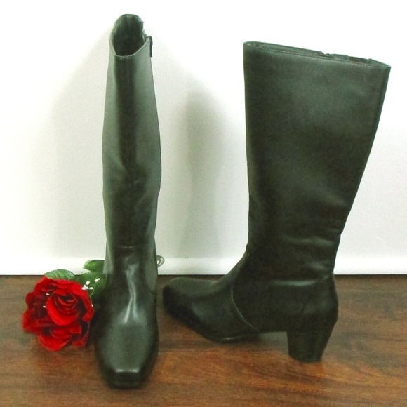 David Tate Shoes - David Tate Black Knee High Boots Size 10N Zip Up